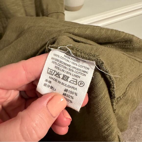 Athe Vanessa Bruno Green Blue Cotton Linen Mini Dress Small - Picture 5 of 9